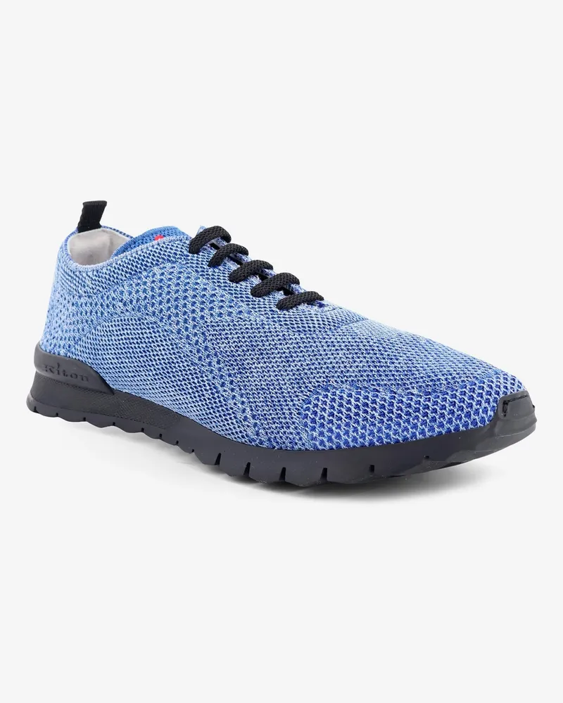 Kiton Men's Knitted Fabric Sneakers Blue Cotton-Rubber Trainers Cotton/rubber Blue