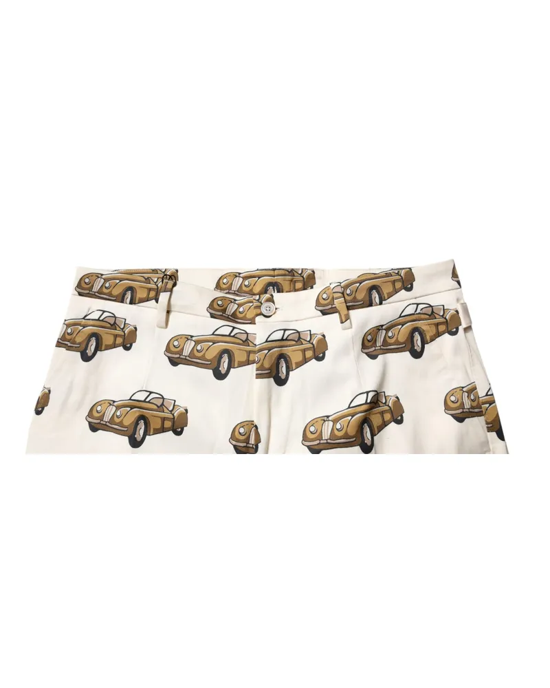 Dolce & Gabbana Car-Print Cotton Jeans — White White