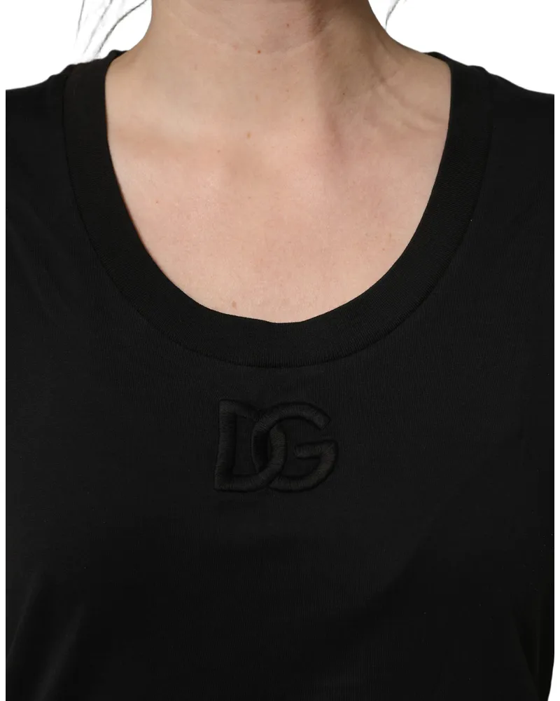 Dolce & Gabbana Women's Black Cotton Short-Sleeve Crew Neck T-Shirt Black
