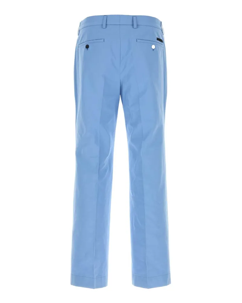 Prada Men's Light Blue Poplin Pant Celeste Exterior: Cotton Pantaloni Blue