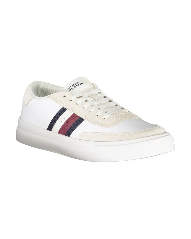 Tommy Hilfiger Contrast Striped Leather Sneaker — White White