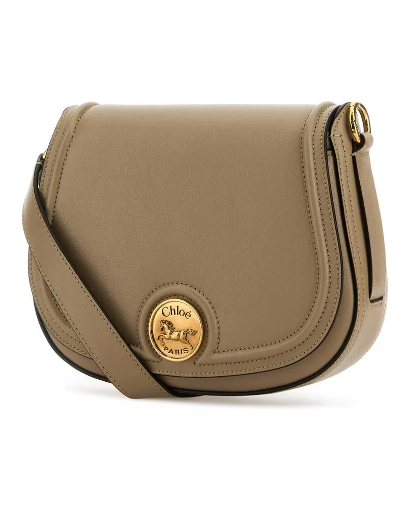 Chloé Women's Cappuccino Leather Horse Medal Crossbody Bag Brown Borse A Tracolla Beige