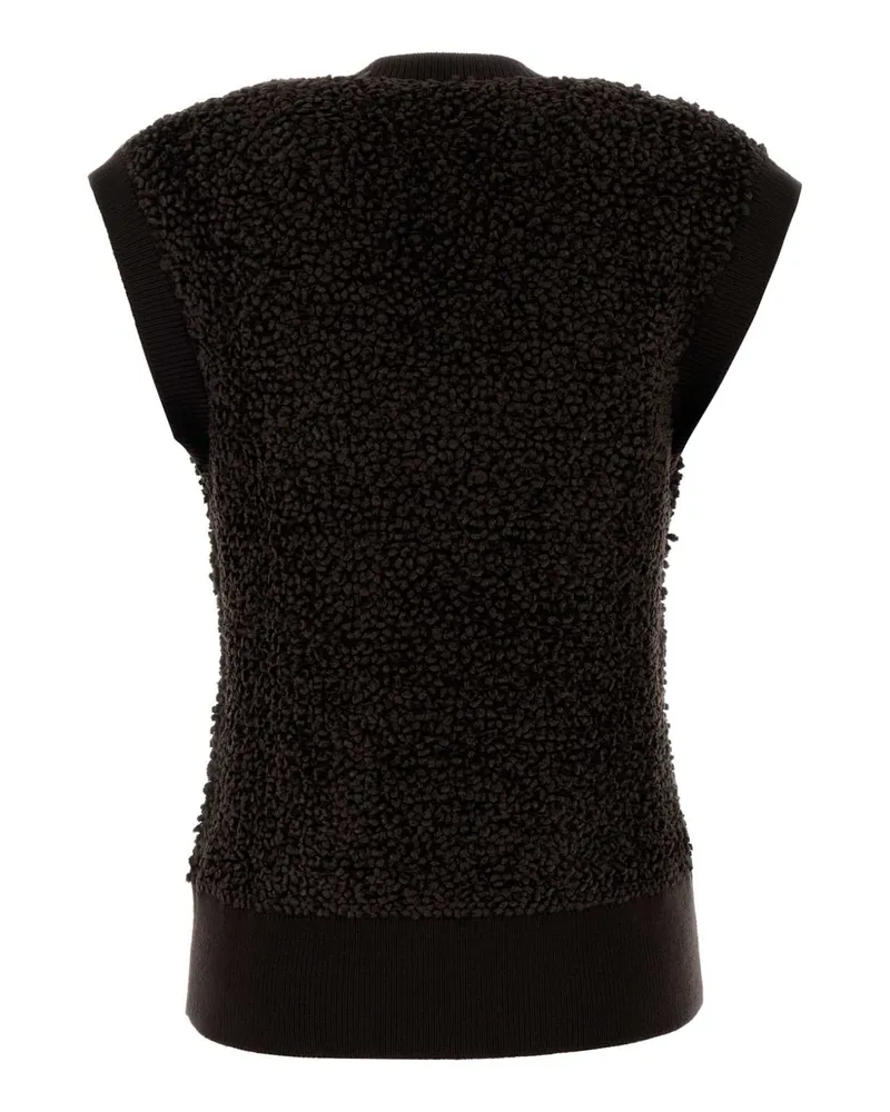 Ferragamo Women's Dark Brown Boucle Vest Darkexpresso Maglieria Sweater Black