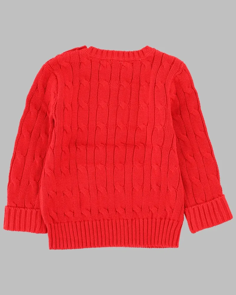 Ralph Lauren Cable-Knit Cotton Sweater — Red Red