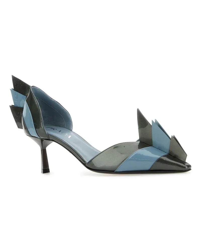 Prada Women's Two-Tone Leather Pumps Antracite+astrale Scarpe Con Tacco High Heel Shoes Gray