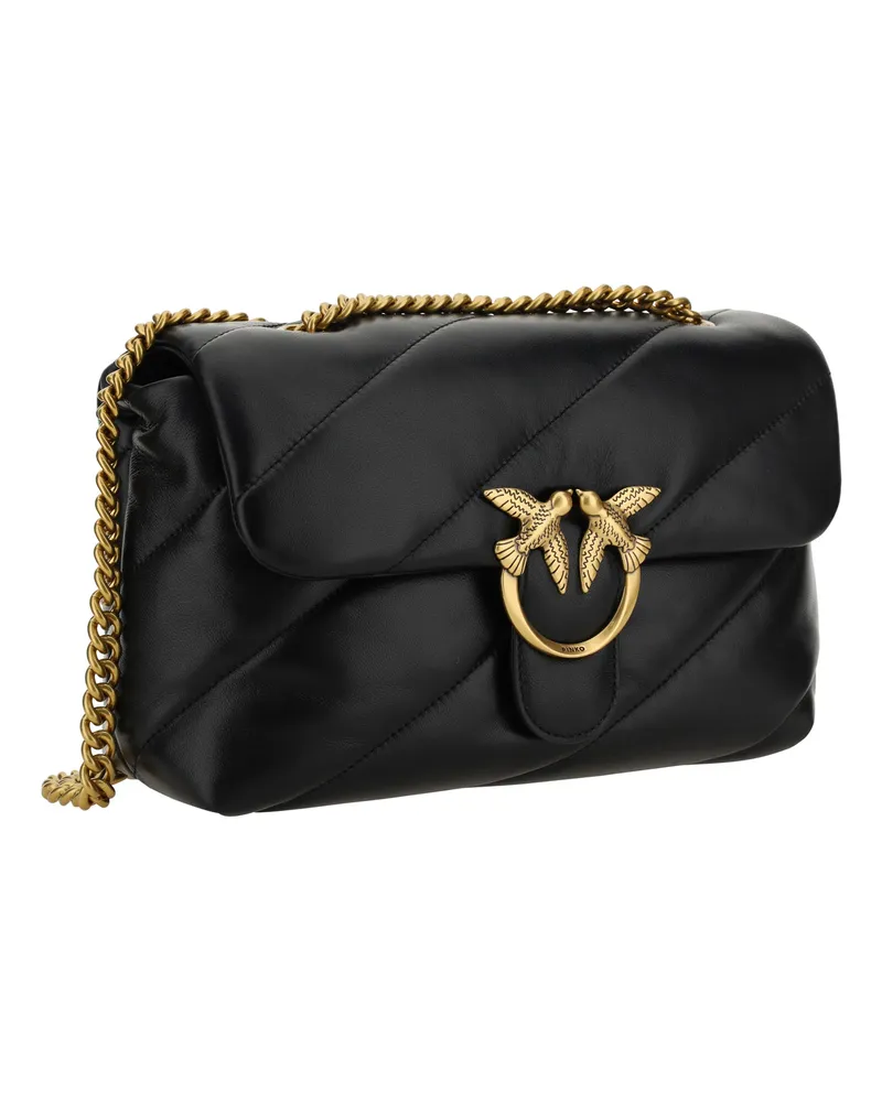 Pinko Women's Shoulder Bag Love Classic Black-Antique Gold Calf Leather Black/antique Black