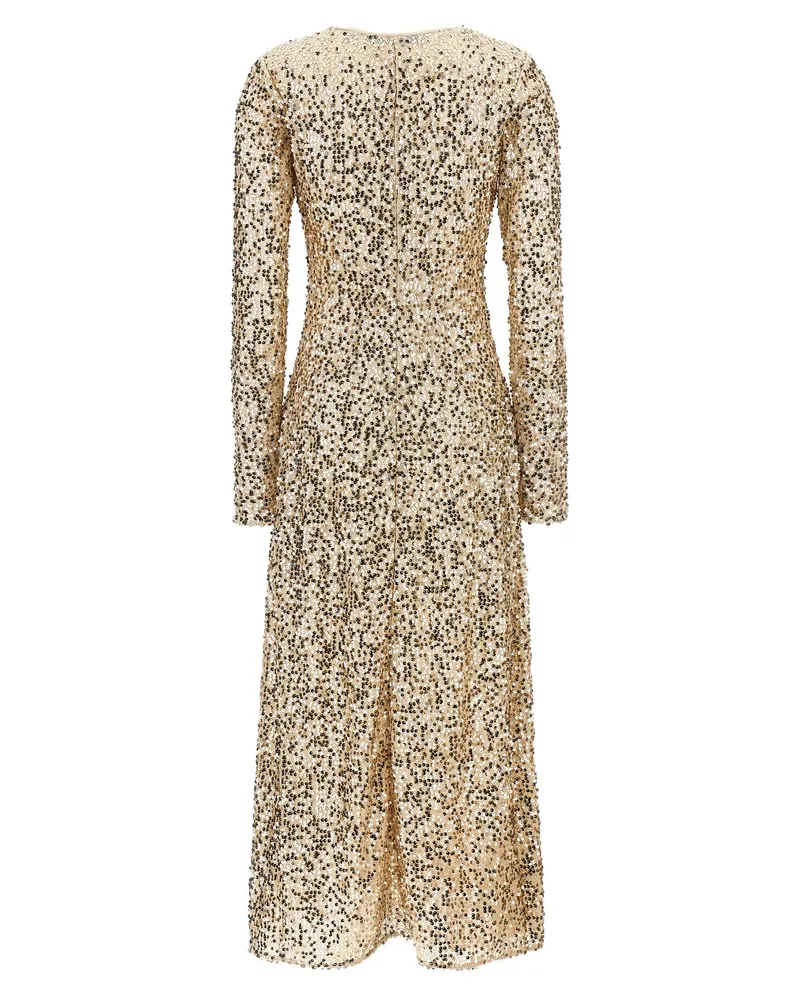 ROTATE Birger Christensen Sequin-Embellished Mesh Dress — Cream Cream