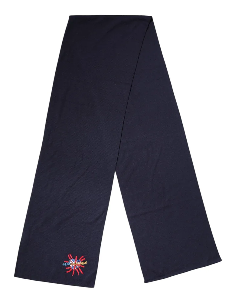 Dolce & Gabbana Women's Blue Wool Dg Loves London Neck Wrap Scarf Navy
