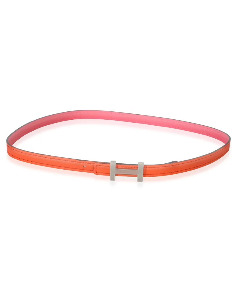 Hermès Men's Rose Azalee Epsom Orange Poppy Swift Focus Belt Phw 80-32 Leather Orange