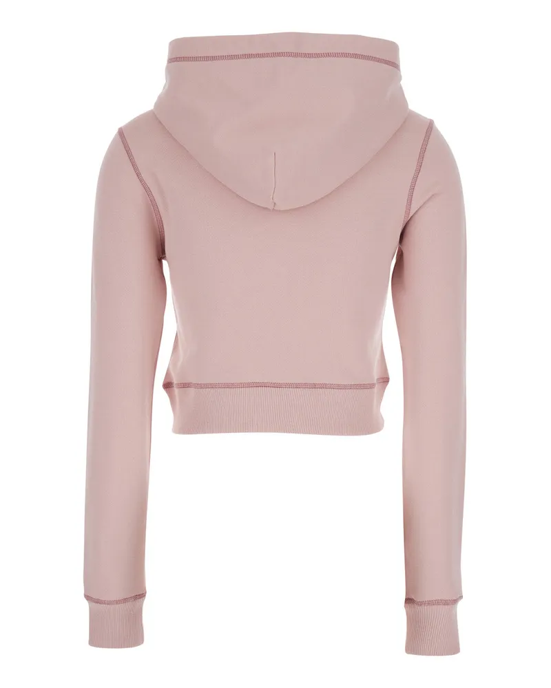 Diesel Women's Cropped Hoodie Pink Cotton Sweatshirts Sweater Pink