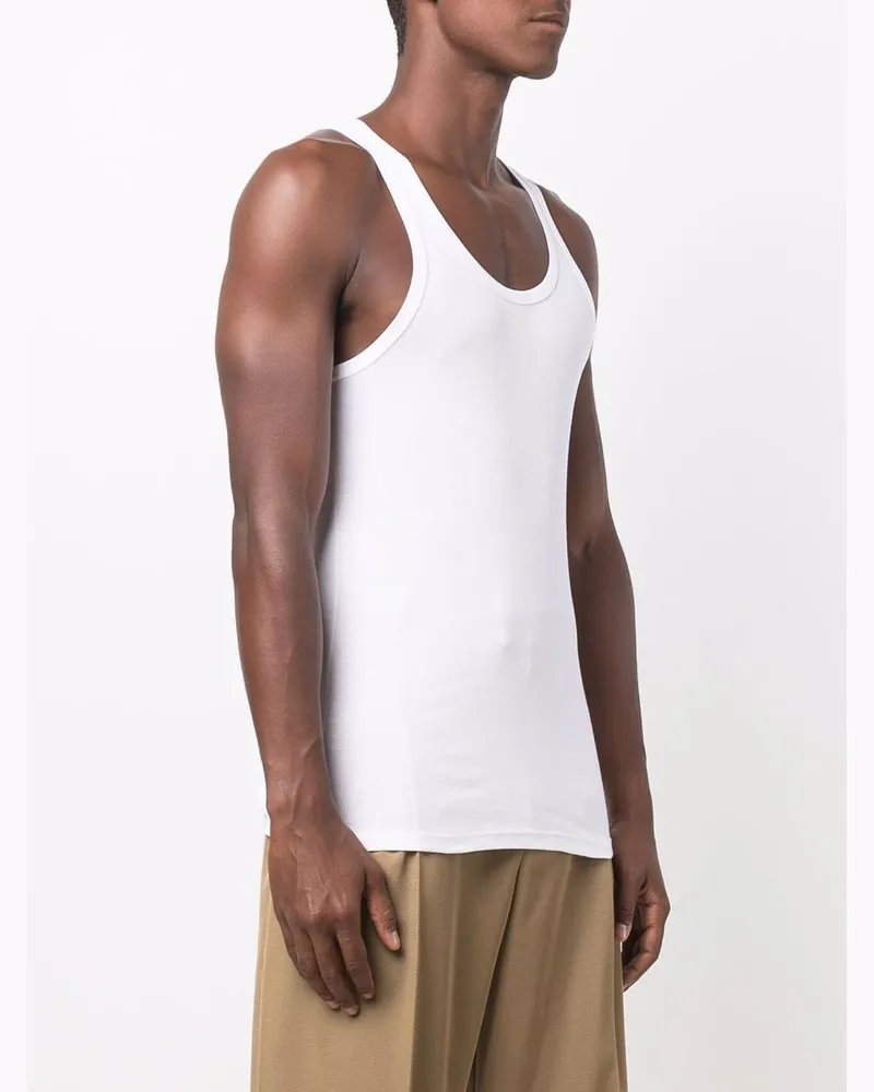 Tom Ford Men Sleeveless Ribbed Top White Cotton Vests & Tanks White