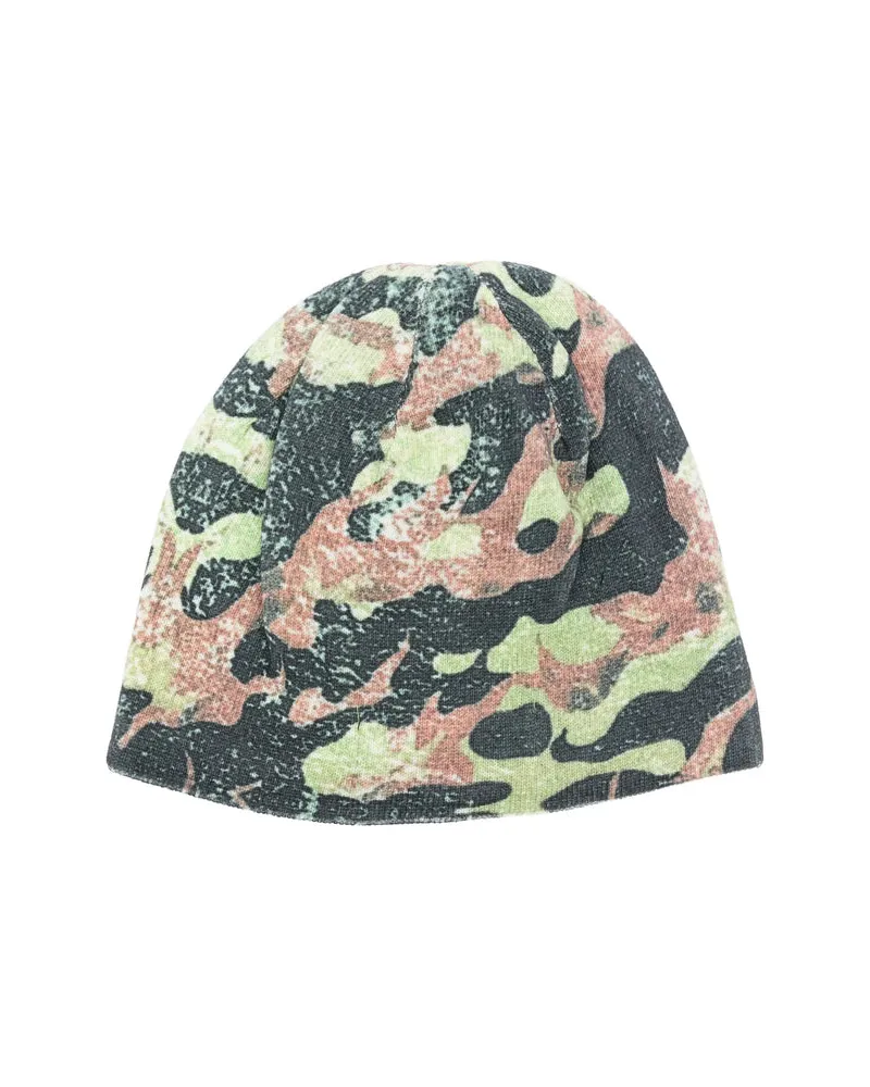 WHO DECIDES WAR FLAME Camouflage-Embroidered Cotton Beanie — Green Green