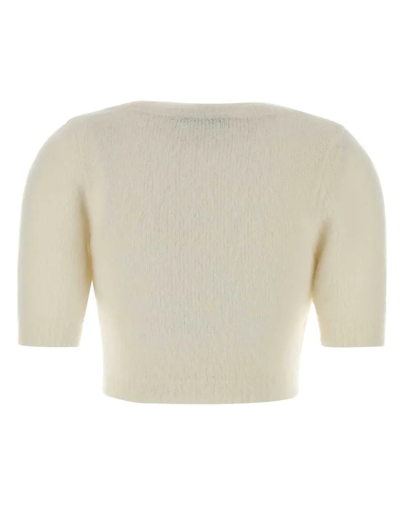 Alessandra Rich Women's Ivory Mohair Blend Sweater White Exterior: Nylon Wool Maglieria White