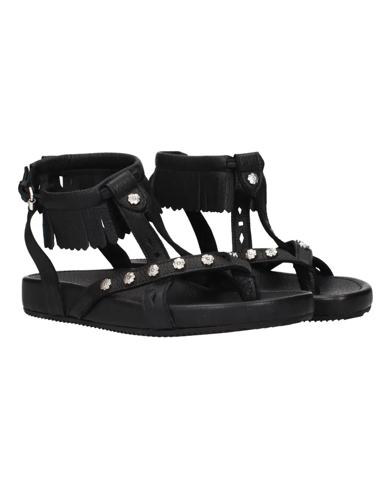 Isabel Marant Women's Black Leather Flat Sandals Black