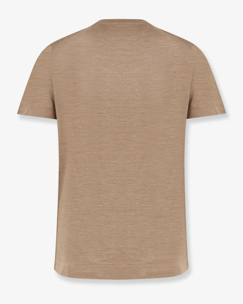 HUGO BOSS Men T-Shirt Cotton-Silk Brown Cotton Silk T-Shirts And Polos Brown