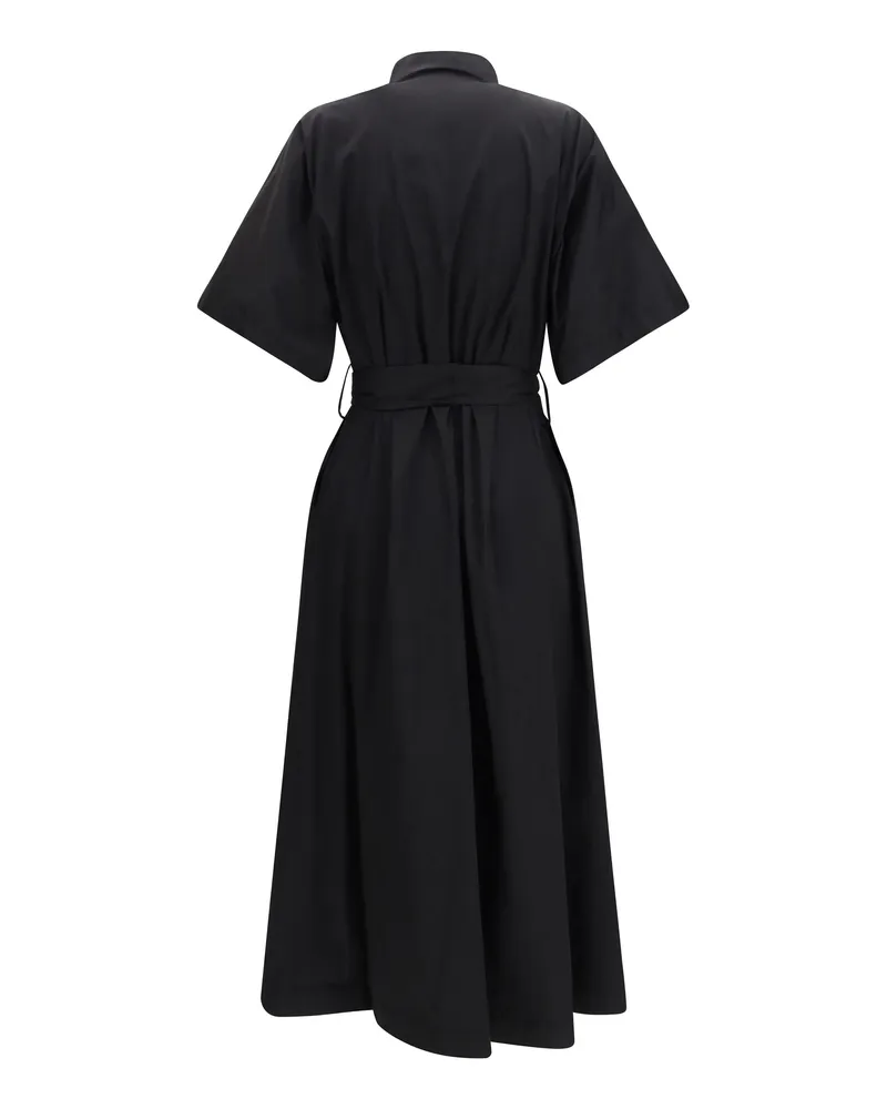 Ella Women's Long Chemisier Dress Nero Cotton; Polyamide; Elastane Black
