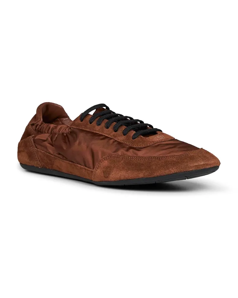 Prada Men's Sneakers Collapse Rosewood Brown Polyamide Trainers Brown