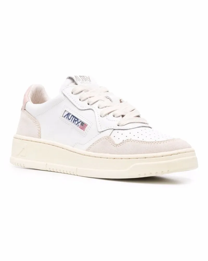 AUTRY Women's Low Top Sneaker Medalist White-Beige Leather Cow Trainers White