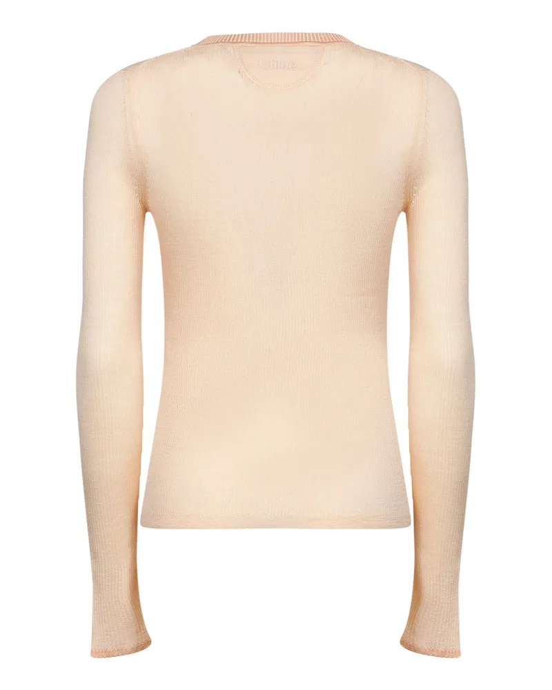 Chloé Buttoned Ribbed Virgin Wool Sweater — Orange Orange