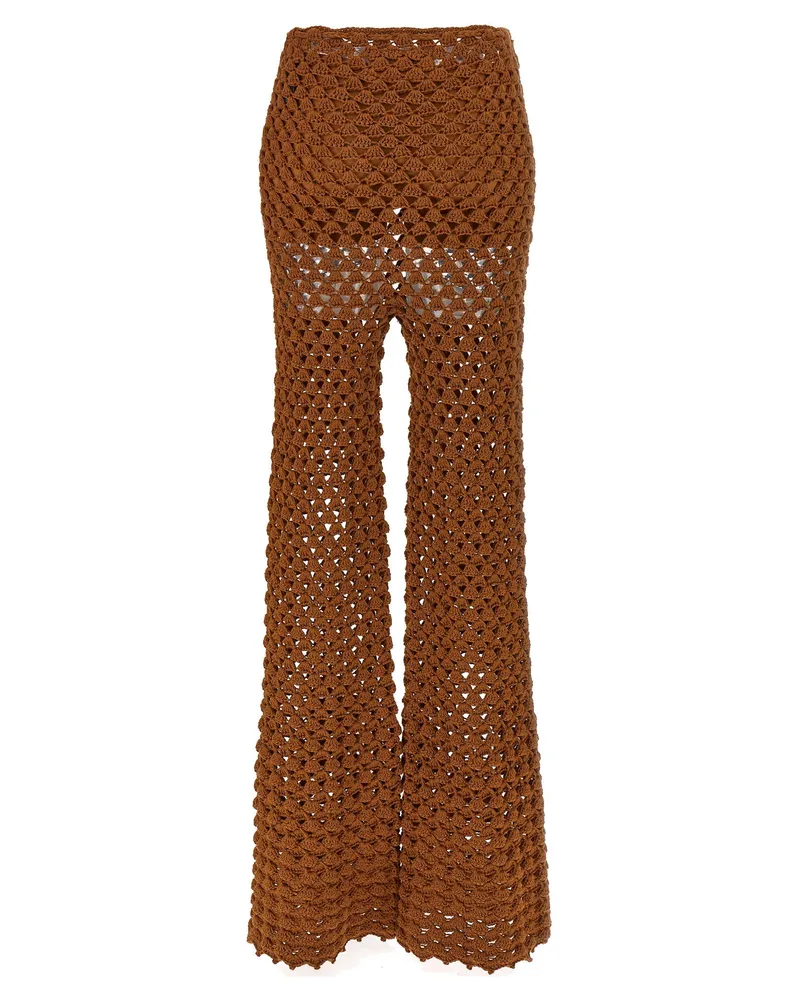 Ermanno Scervino Crochet Cotton Trousers — Brown Brown