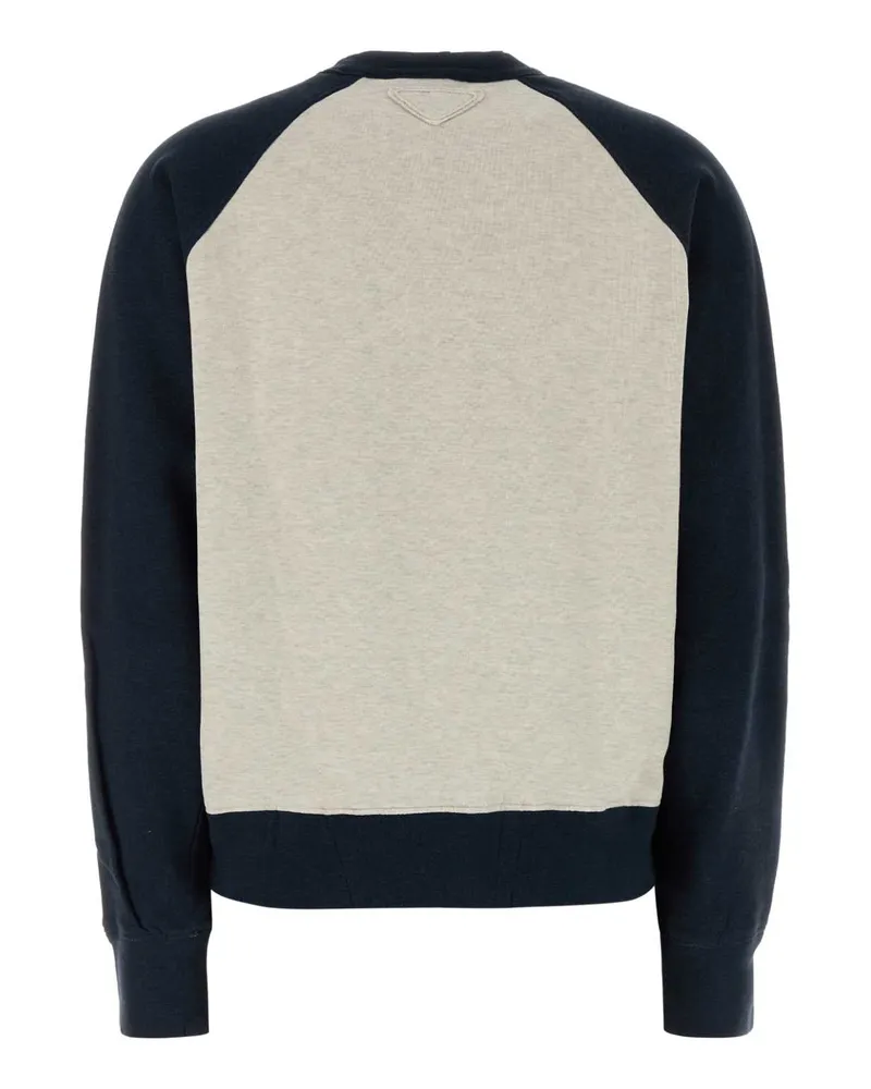 Prada Women Two-Tone Cotton Sweatshirt Naturale+navy Exterior: Felpe Sweater Beige