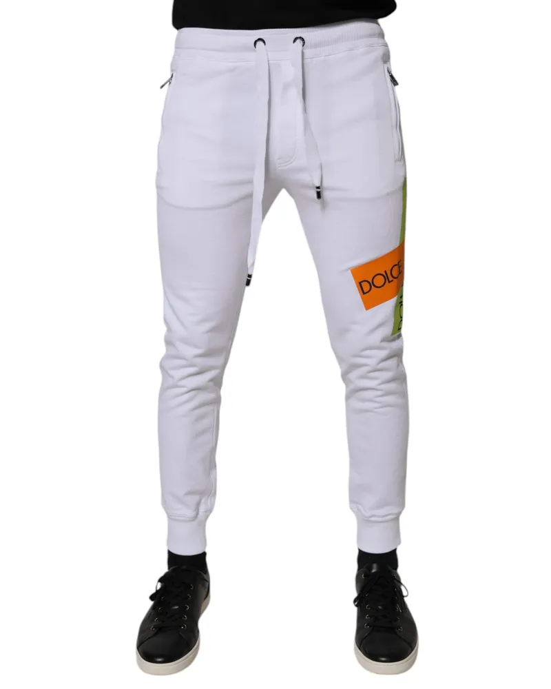 Dolce & Gabbana Men's White Cotton Logo Jogger Pants White