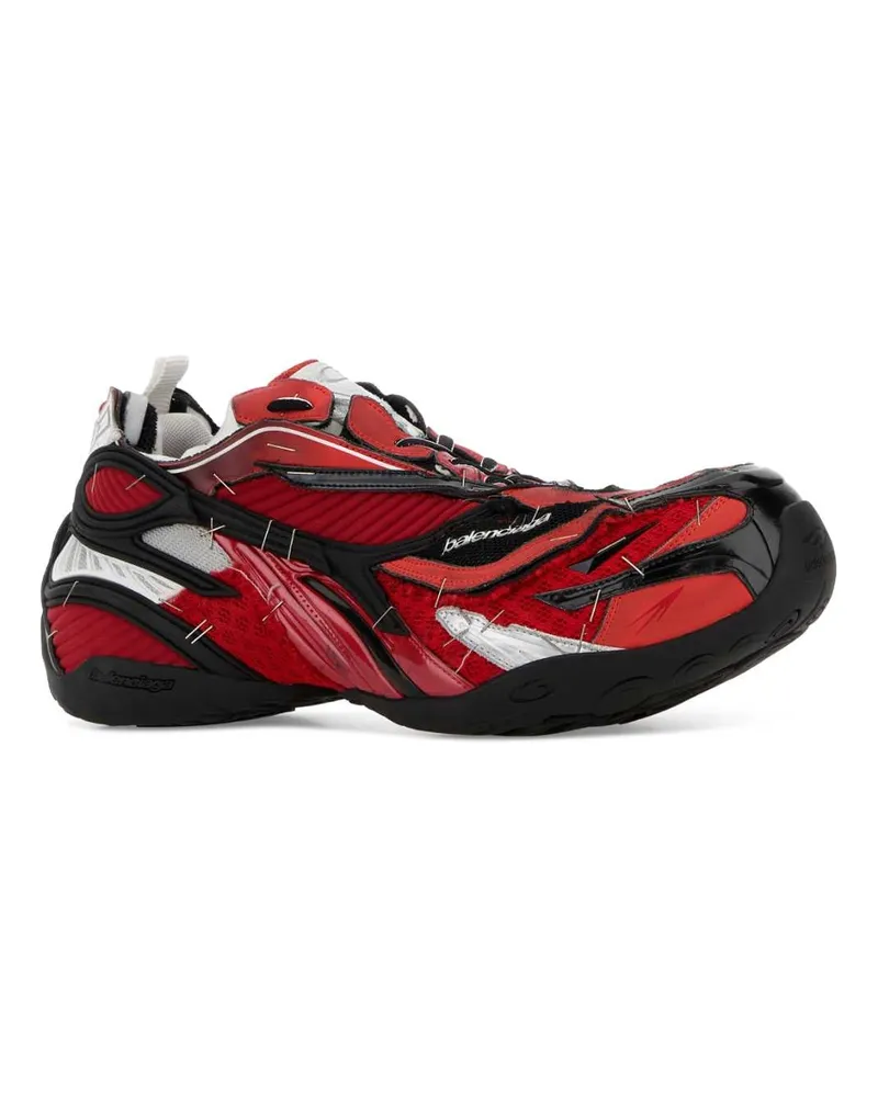 Balenciaga Men's Two-Tone Fabric Soleless Sneakers Red-Blk-Silv-Whit T Polyurethane Polyester Red/blk/silv/whit Red