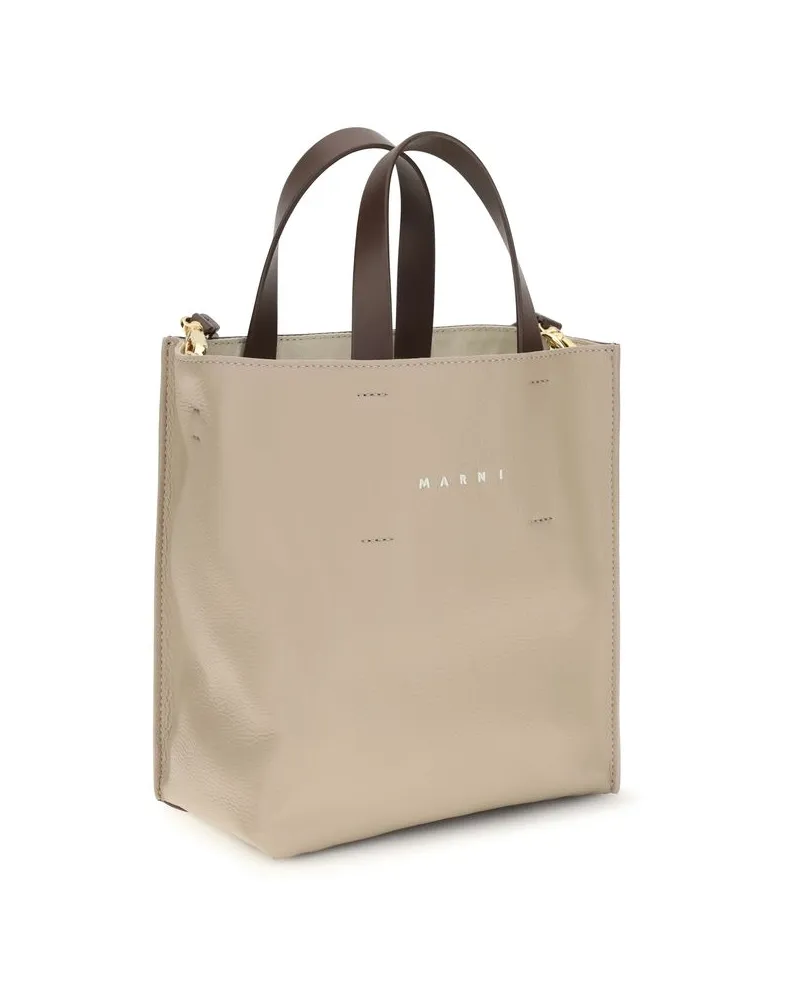Marni Women's Museo Mini Bag Beige Calf Leather Bos Beige