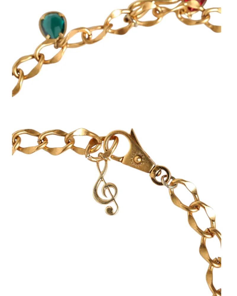 Dolce & Gabbana Women's Gold Tone Brass Fruity Crystal Embellished Waist Chain Belt Gold