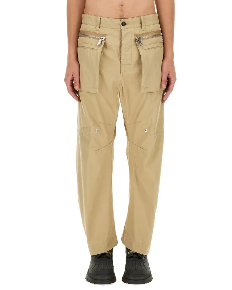 Dsquared2 100% Cotton Cargo Pants — Beige Beige