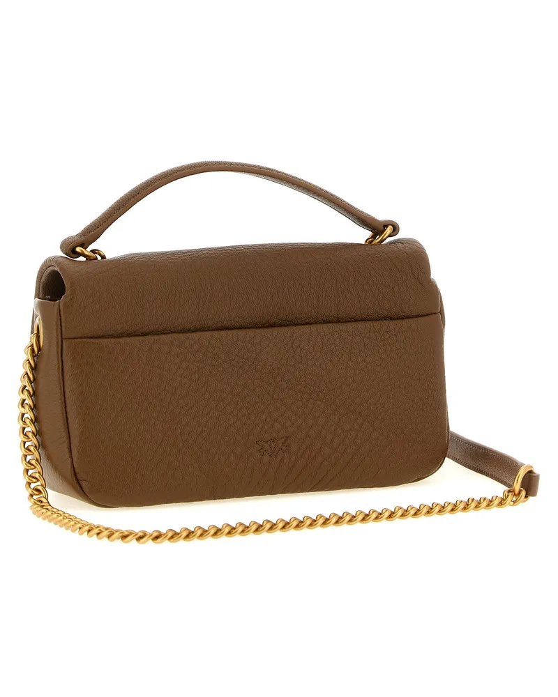 Pinko Lambskin with Hammered Finish Shoulder Bag — Brown Brown