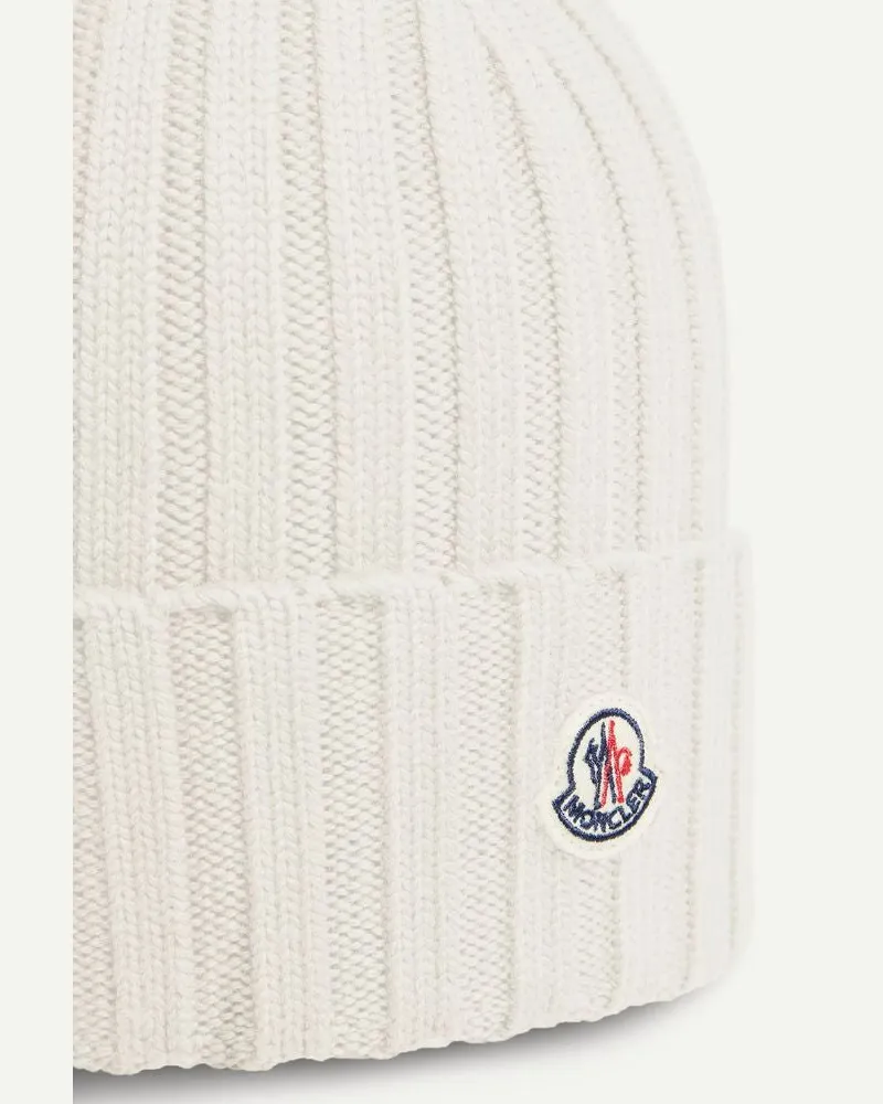 Moncler L20933B00036A9327030 Ribbed Knit Beanie — Ecru Ecru