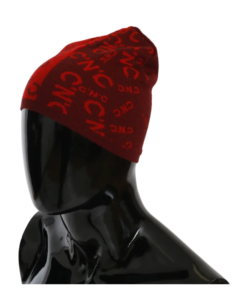 CoSTUME NATIONAL Men's Wool Blend Branded Beanie Red Acrylic Red
