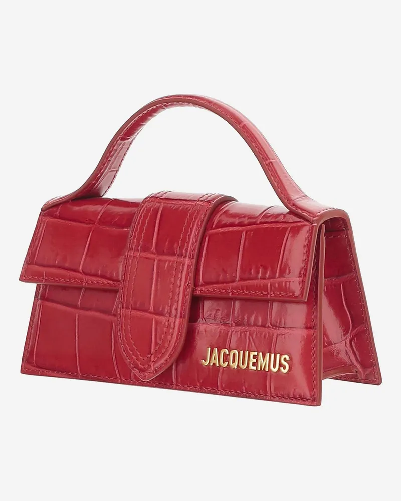 Jacquemus Crocodile-Embossed Calf Leather Shoulder Bag — Red Red
