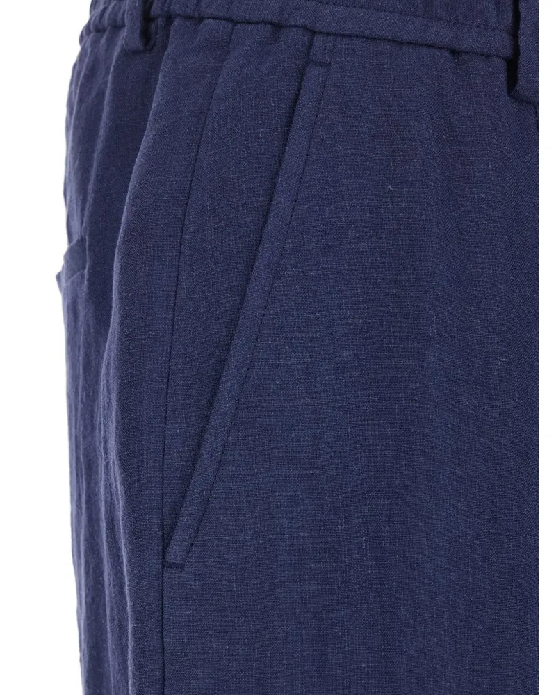 Emporio Armani Linen Trousers — Navy Navy