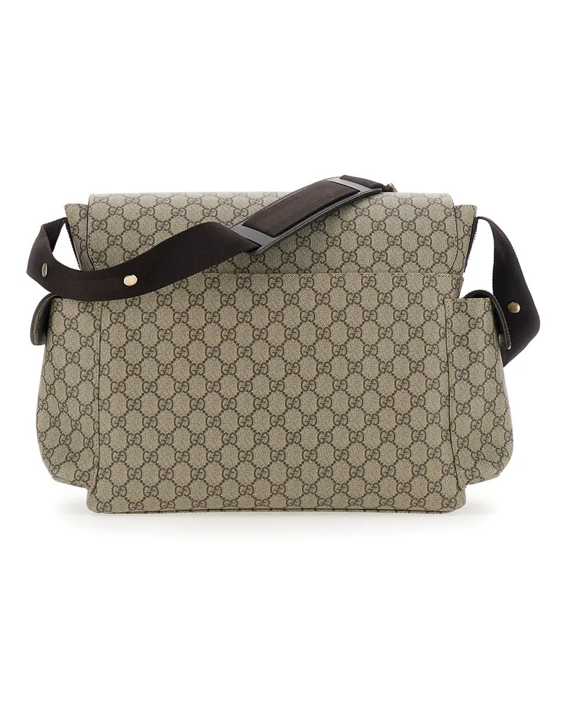 Gucci Unisex Crossbody Changing Bag Beige Gg Canvas Shoulder Beige