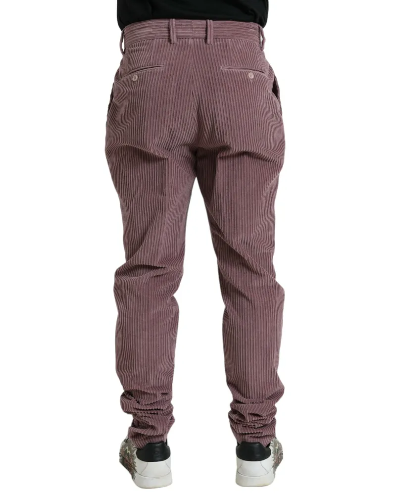 Dolce & Gabbana Men's Purple Corduroy Cotton Stretch Skinny Pants Elastane Purple