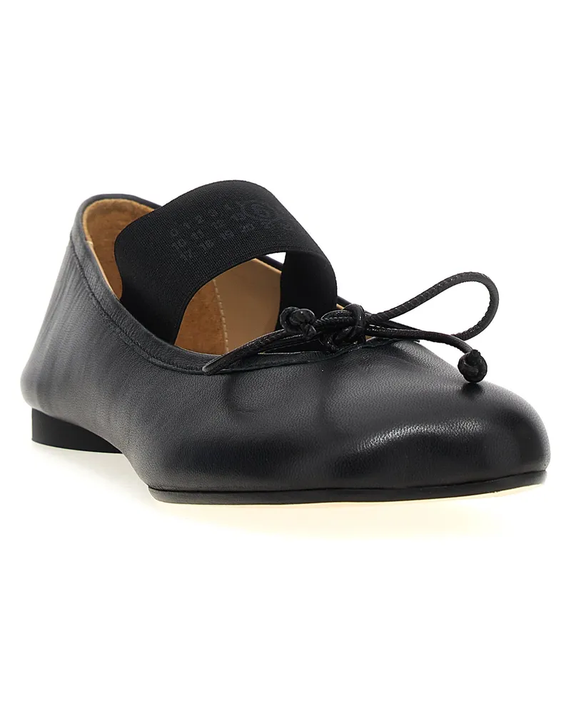 Maison Margiela Women's Black Leather Ballet Flats Black