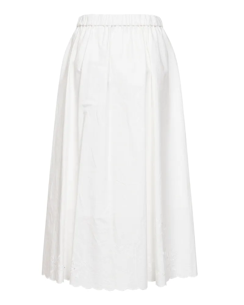 Max Mara Women's Long A-Line Skirt White Cotton White