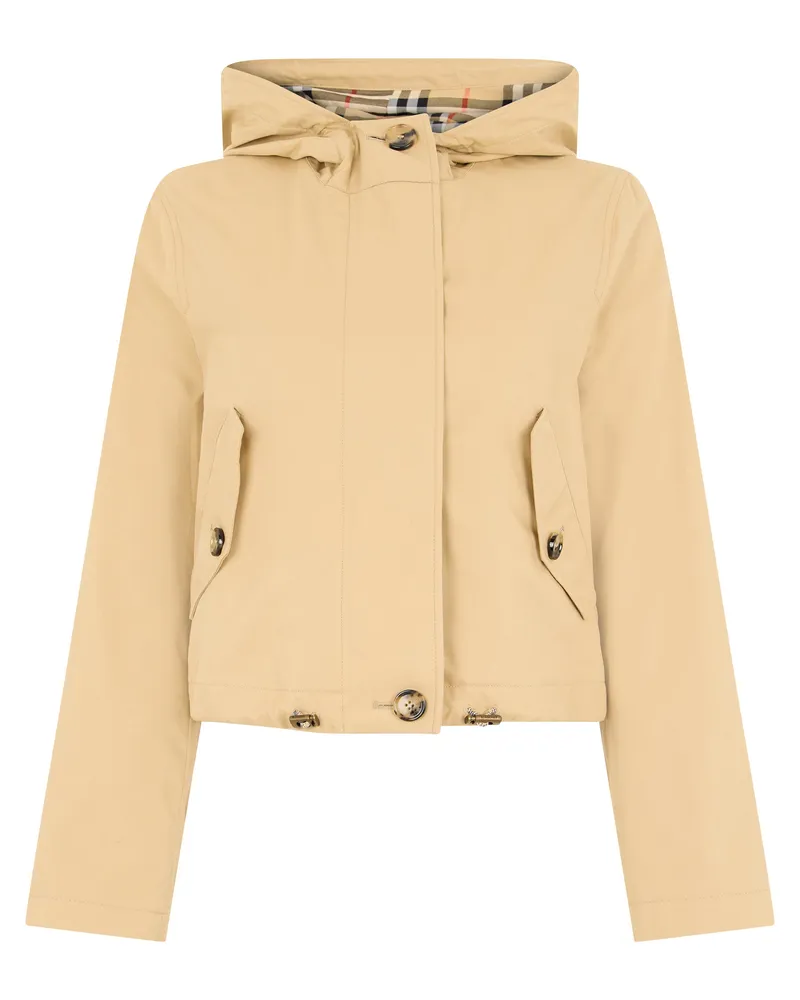Burberry Cotton Short Parka Raincoat — Beige Beige