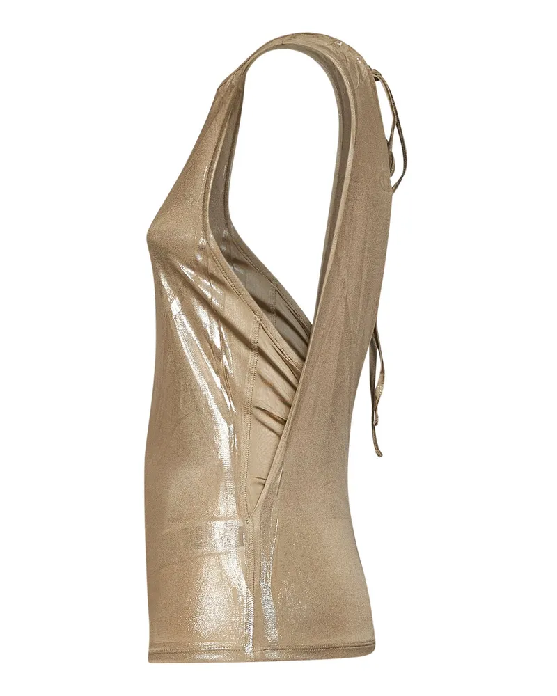 Diesel Women's Top T-Dyvyny Gold Metallic Jersey Viscose Tops Gold