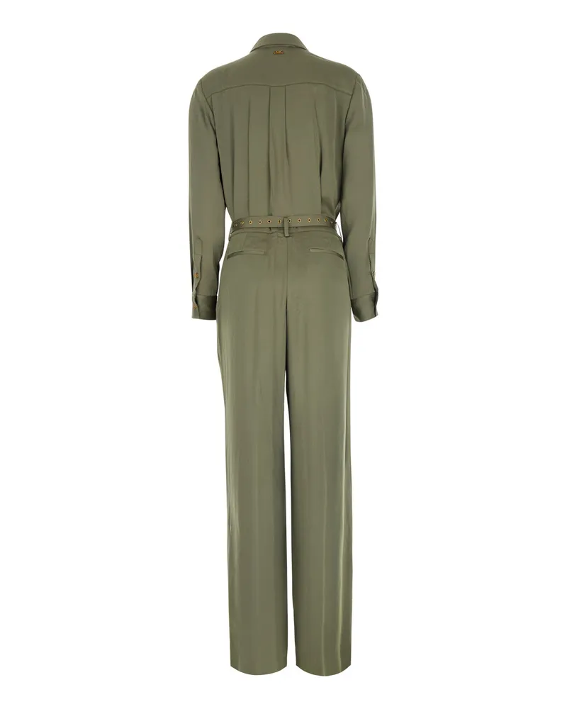 Michael Kors Women's Jumpsuit Satin Ls Green Polyester Jumpsuits Dress Green