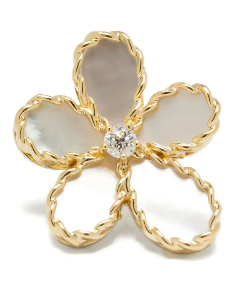 Roberto Coin Women's Yellow Gold Diamond Mother-Of-Pearl Flower Earrings Aw25 W Gold