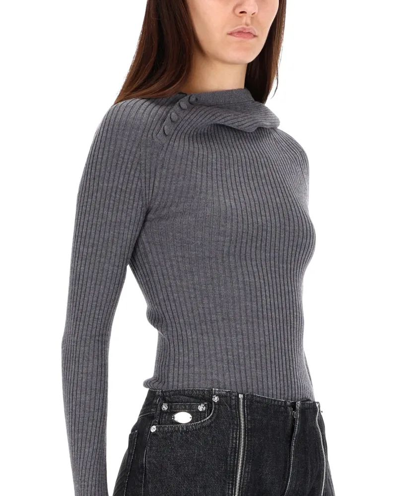 Jean Paul Gaultier Ribbed Merino Wool Sweater — Gray Gray