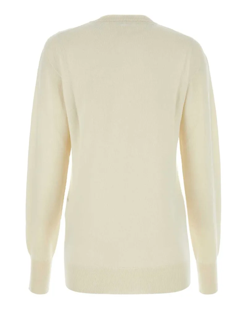 Jil Sander Women's Ivory Cashmere Sweater 107 Exterior: Maglieria White