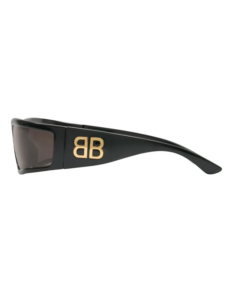 Balenciaga Unisex Bb0458s-001 Rectangular Acetate Sunglasses Black Black