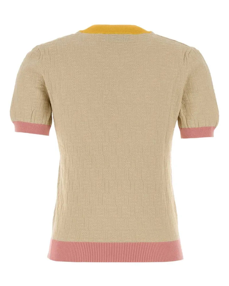 Fendi Women's Sand Cotton Blend Sweater Ecru Maglieria Ecru Beige