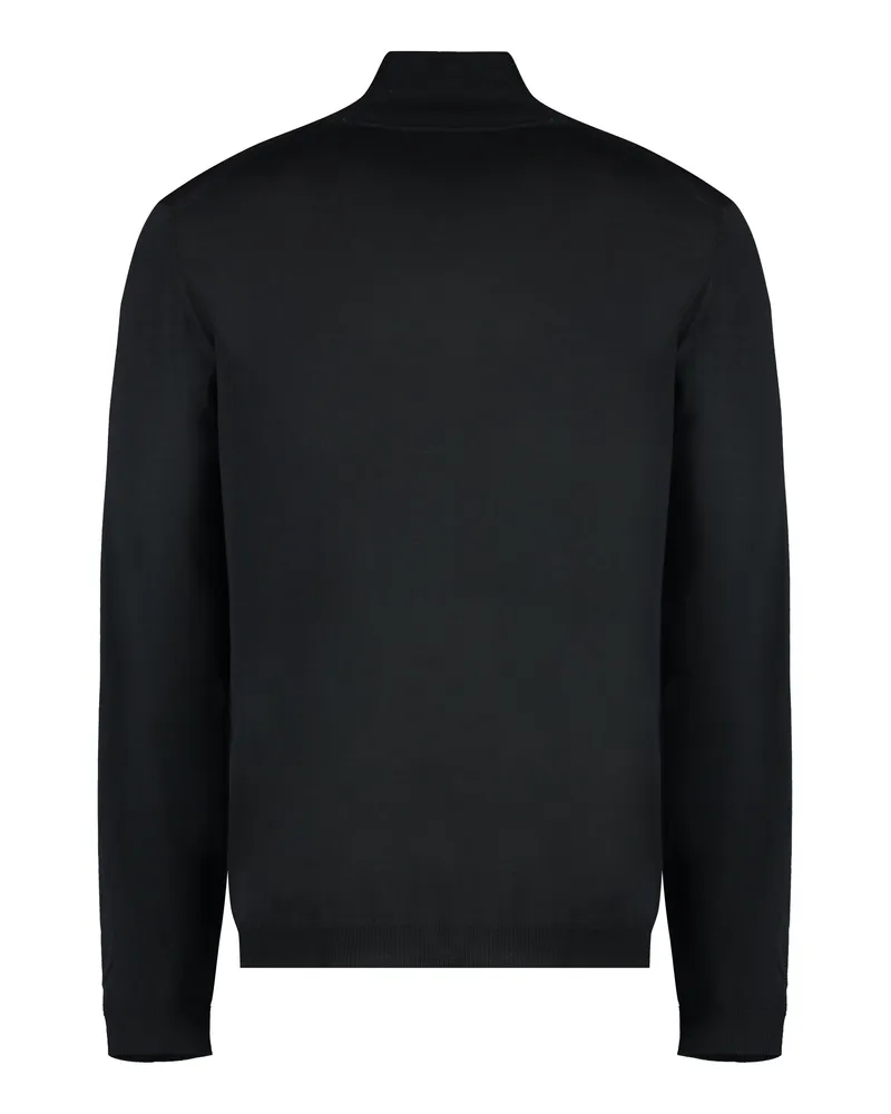 Roberto Collina Men's Turtleneck Wool Pullover Black Merinos Sweater Black