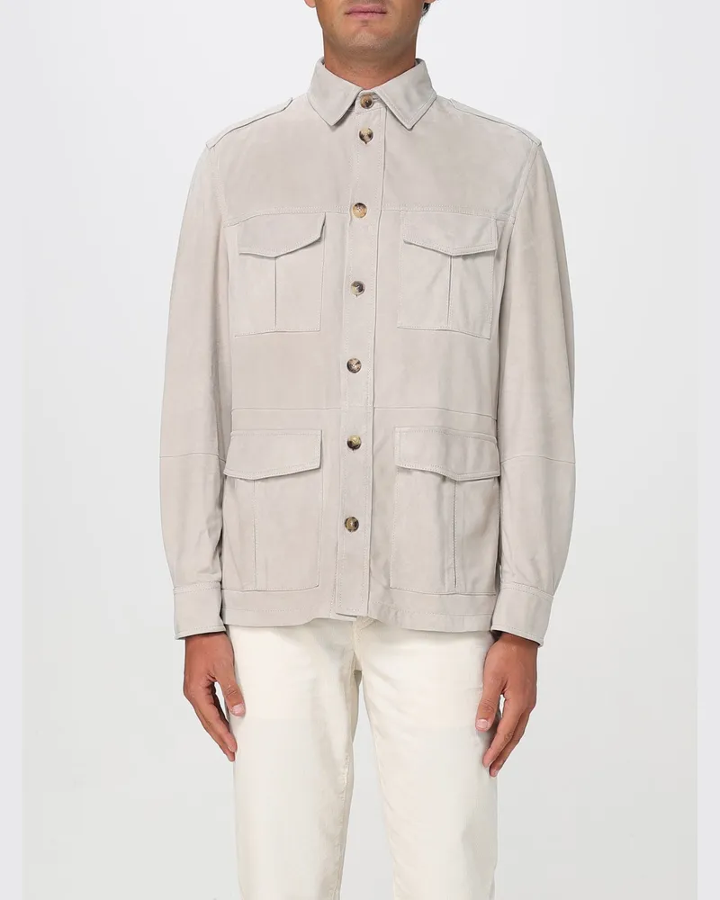 Brunello Cucinelli Suede Overshirt Jacket — Beige Beige