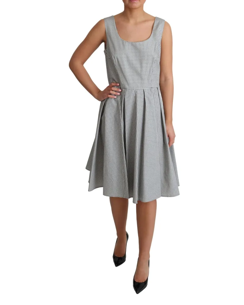 Dolce & Gabbana Women's Gray Polka Dotted Cotton A-Line Dress Gray